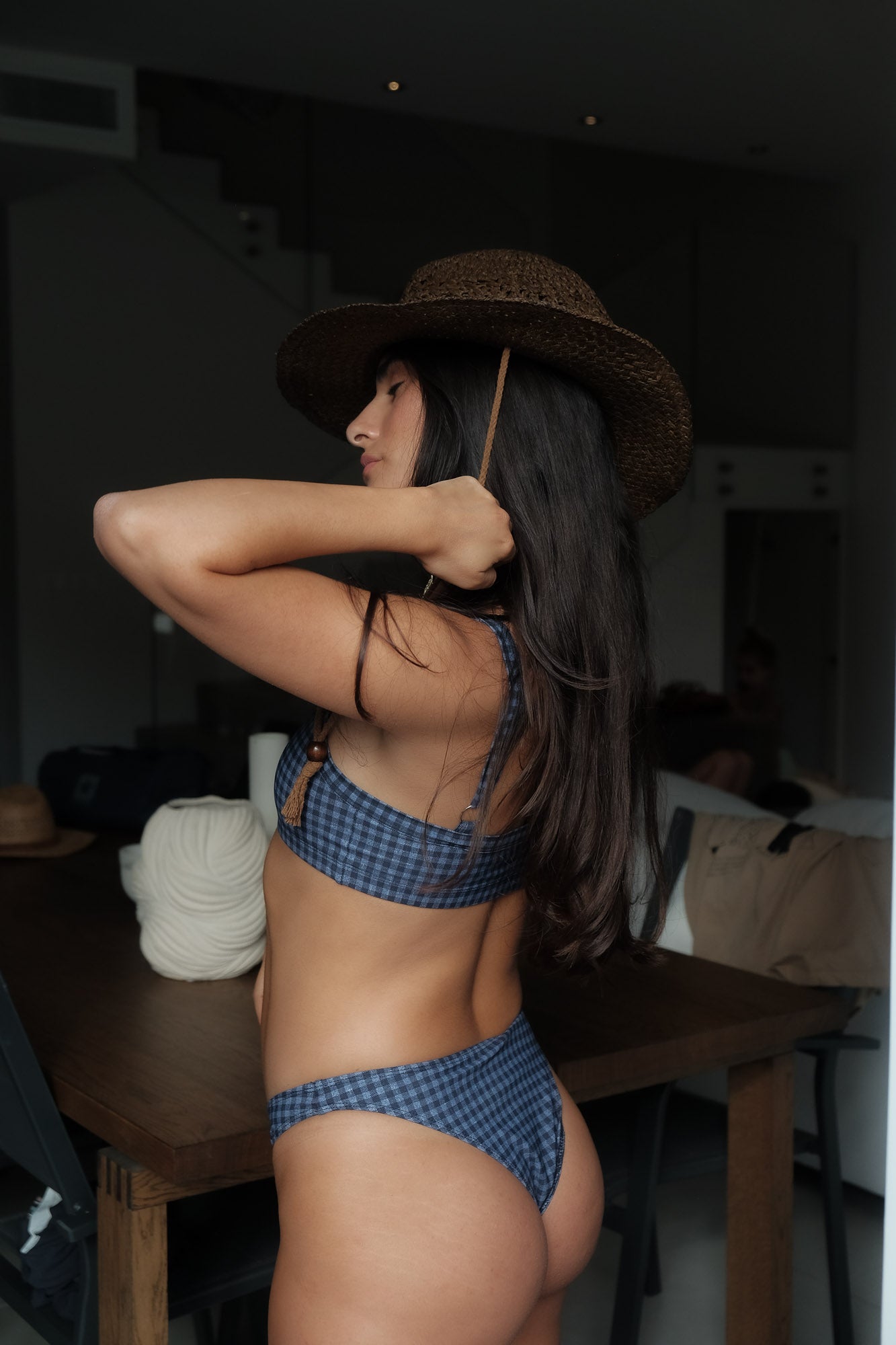 KIM - BLUE CHECKERED BOTTOM