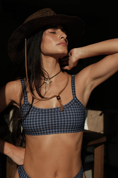 TORRY - BLUE CHECKERED TOP